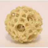 Oriental ivory or bone reticulated puzzle ball