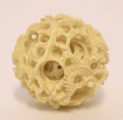 Oriental ivory or bone reticulated puzzle ball