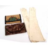 Mixed Lot: two various vintage clutches each of plain rectangular form, one of straw construction,