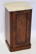 Victorian pot cupboard of rectangular form with marble top, 39cm wide