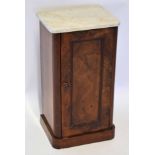 Victorian pot cupboard of rectangular form with marble top, 39cm wide