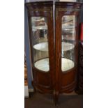 Two reproduction kingwood corner display cabinets applied with gilt metal mounts throughout, 174cm