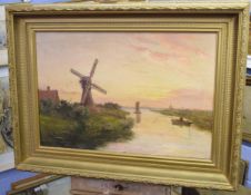 Mortimer, signed oil on canvas, "On the Yare, Sunset", 50 x 75cms