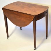 Late 19th century mahogany Pembroke table, two drop flaps and tapering supports, 86cm wide