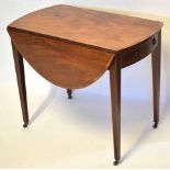 Late 19th century mahogany Pembroke table, two drop flaps and tapering supports, 86cm wide