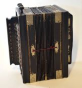 20th century German black finished squeezebox accordion of typical rectangular form and of ten-