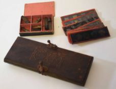 Mixed Lot: tie-press, together with a quantity of glass magic lantern slides and a further box