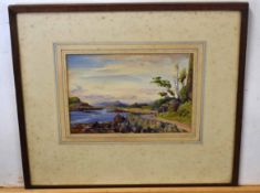Edward M Neatby, signed watercolour, "Looking towards Oban", 16 x 23cm, Provenance: W Heffer & Sons,