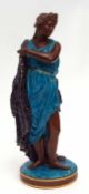 Large 19th century Worcester figure of a classical maiden in a blue dress on circular blue stand