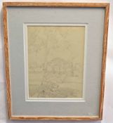 Philip Connard, pencil drawing, Cart in a landscape, 26 x 19cms
