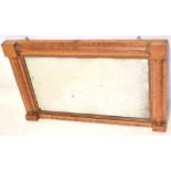 Victorian maple overmantel mirror, Torus moulded surround, 90cm wide