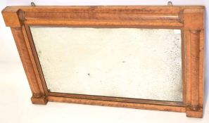 Victorian maple overmantel mirror, Torus moulded surround, 90cm wide