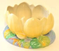 Clarice Cliff jardiniere modelled for Royal Staffordshire as a bowl on a lily pad