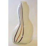 Murano glass vase, the white glass with streaked design in tones of brown, 36cm high, Murano sticker