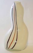 Murano glass vase, the white glass with streaked design in tones of brown, 36cm high, Murano sticker