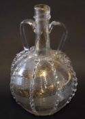 Venetian style globular glass ewer with two loop handles, probably Dutch, 27cm high