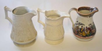 Group of three 19th century jugs, one impressed Shanghai, a further jug from the British Heritage