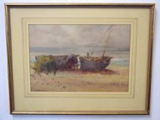 Katherine S Sandford, signed watercolour, "Cromer Fishing boats", 25 x 36cm