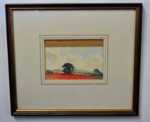 Godfrey Sayers, signed watercolour, Poppy field, 11 x 16cm