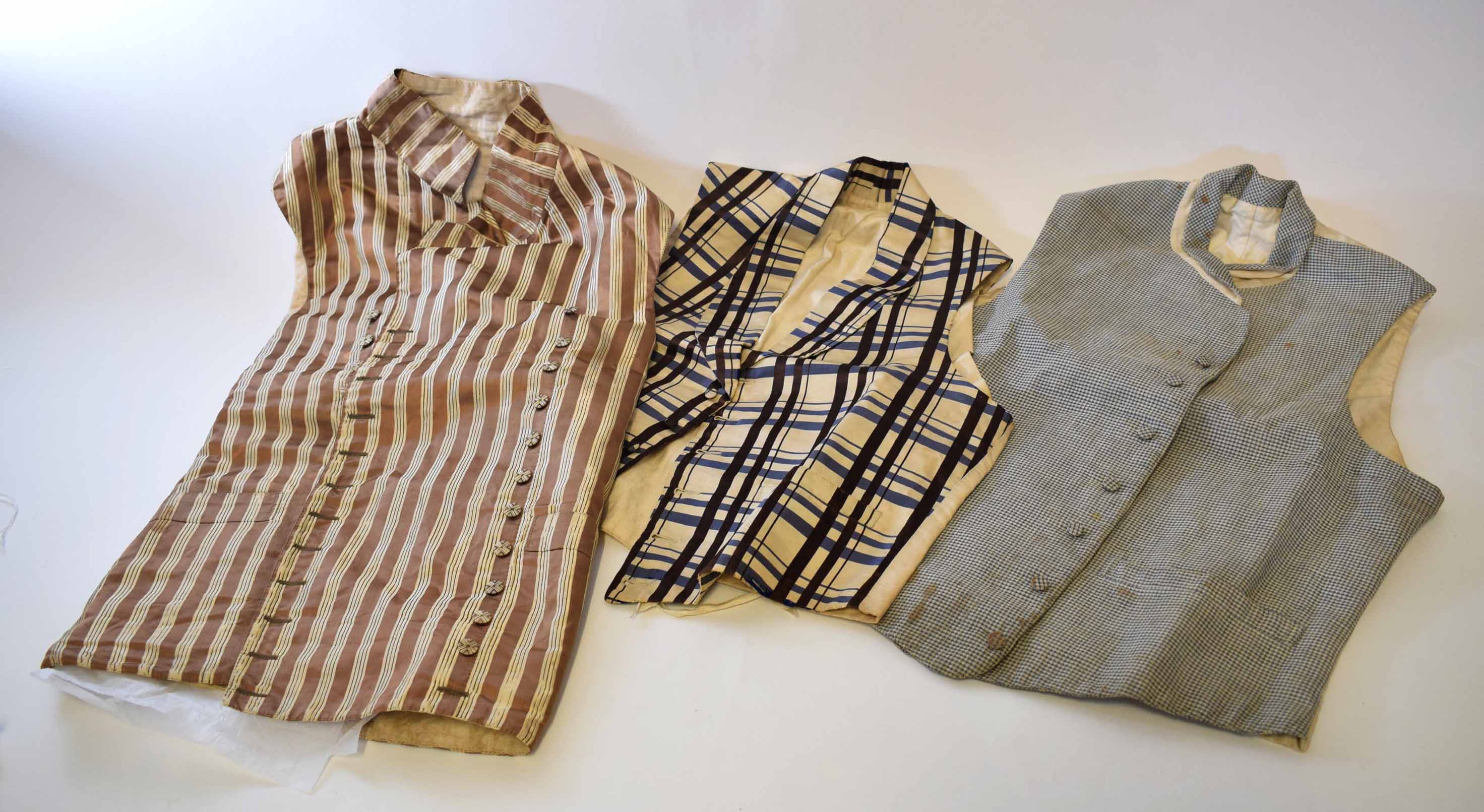 Mixed Lot: three various early 20th century gentlemen's waistcoats comprising two single-breasted - Image 2 of 2
