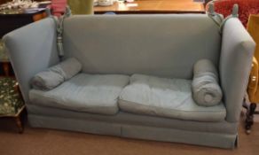 Reproduction Knole sofa, upholstered in pale blue, 212cms wide