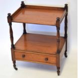 Victorian mahogany two-tier whatnot, the lower tier with drawer, 51cm wide