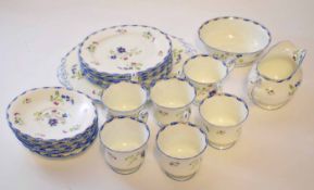 Group of English porcelain tea wares by Paragon comprising six cups, saucers, side plates, larger
