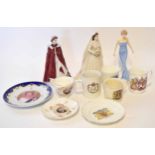 Group of Royal Worcester figurines including a model of The Queen entitled "Queen's 80th Birthday