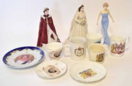 Group of Royal Worcester figurines including a model of The Queen entitled "Queen's 80th Birthday