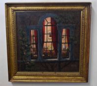 Geoffrey Needham, signed oil on board, "Study of a window", 28 x 28cm together with two further