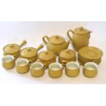 Denby ware tea pot and coffee service decorated in typical glazes, comprising six cups and