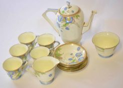 Paragon coffee set comprising five cups and saucers, sugar bowl and milk jug