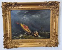 19th century English School oil on canvas, Seascape, 30 x 40cm