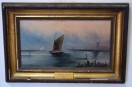 Charles Beaty, oil on board, Breydon Water, 20 x 36cm