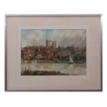 AR David Griffin, oil on canvas, signed and dated 77 lower right, Windsor Castle from the river,