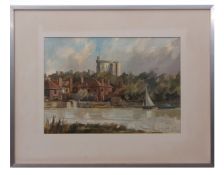 AR David Griffin, oil on canvas, signed and dated 77 lower right, Windsor Castle from the river,