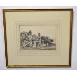 David Cox, pencil drawing, Ruined cottage, 16 x 22cm, Provenance: Bruce Wightman, see labels verso