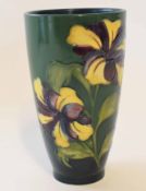 Moorcroft vase of tapered form with anemones on a green ground, 18cm high