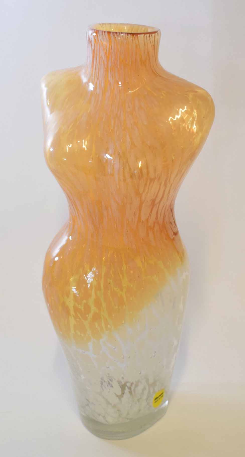 Shouldered glass vase modelled in the female form, 36cm high, Murano sticker to side