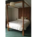 Reproduction oak four-poster bedstead, 257cms wide