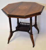 Edwardian rosewood octagonal inlaid occasional table, 82cm wide