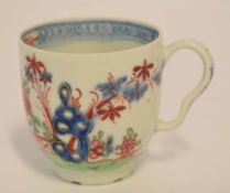 Lowestoft coffee cup with Redgrave style pattern and unusual ear-shaped handle, 7cm high