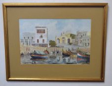 J Pace, signed watercolour, "St Pauls Bay, Malta", 22 x 33cm