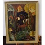 Nancy Whistler, signed oil on canvas, Abstract Still Life composition, 80 x 60cm