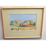 Dennis Kunoth, signed watercolour, Australian landscape, 23 x 35cms