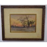 T M Barnsley, signed watercolour, Canadian landscape in winter, 15 x 21cm