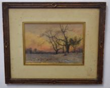 T M Barnsley, signed watercolour, Canadian landscape in winter, 15 x 21cm