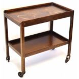 Vintage mahogany two-tier tea trolley, 79cm long