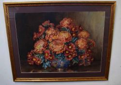 Marian Broom, signed watercolour, Still Life study of flowers in a bowl, 54 x 73cm, together with