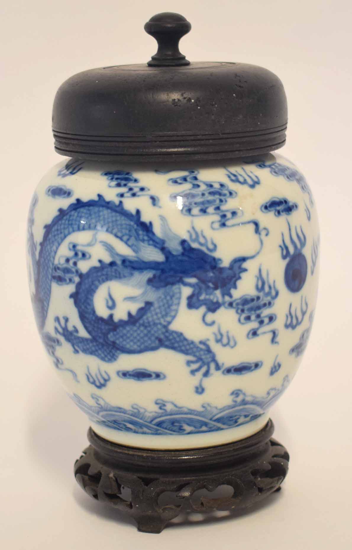 Ching dynasty porcelain vase, probably 19th century, decorated in underglaze blue with a sinuous